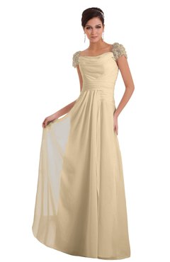 ColsBM Carlee Apricot Gelato Elegant A-line Wide Square Short Sleeve Appliques Bridesmaid Dresses