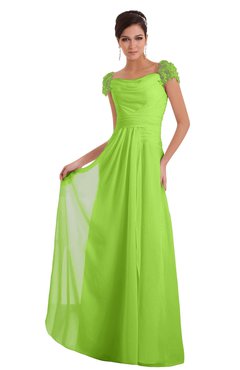 ColsBM Carlee Bright Green Elegant A-line Wide Square Short Sleeve Appliques Bridesmaid Dresses