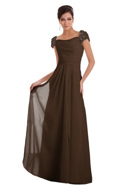 ColsBM Carlee Chocolate Brown Elegant A-line Wide Square Short Sleeve Appliques Bridesmaid Dresses