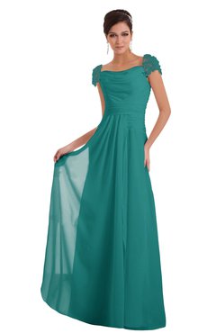 ColsBM Carlee Emerald Green Elegant A-line Wide Square Short Sleeve Appliques Bridesmaid Dresses