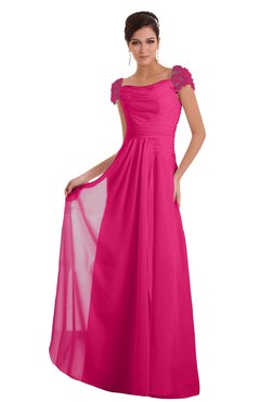 ColsBM Carlee Fandango Pink Elegant A-line Wide Square Short Sleeve Appliques Bridesmaid Dresses