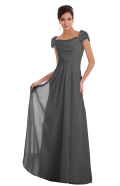 ColsBM Carlee Grey Elegant A-line Wide Square Short Sleeve Appliques Bridesmaid Dresses