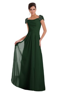 ColsBM Carlee Hunter Green Elegant A-line Wide Square Short Sleeve Appliques Bridesmaid Dresses
