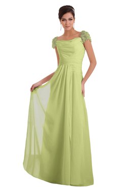 ColsBM Carlee Lime Green Elegant A-line Wide Square Short Sleeve Appliques Bridesmaid Dresses
