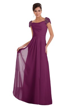 ColsBM Carlee Raspberry Elegant A-line Wide Square Short Sleeve Appliques Bridesmaid Dresses