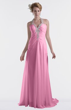 ColsBM Eden Pink Cinderella A-line Sweetheart Sleeveless Criss-cross Straps Brush Train Plus Size Bridesmaid Dresses