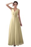 ColsBM Kalani Cornhusk Modern A-line V-neck Zipper Floor Length Plus Size Bridesmaid Dresses