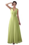 ColsBM Kalani Lime Sherbet Modern A-line V-neck Zipper Floor Length Plus Size Bridesmaid Dresses