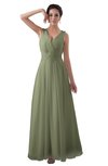 ColsBM Kalani Moss Green Modern A-line V-neck Zipper Floor Length Plus Size Bridesmaid Dresses