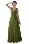 ColsBM Kalani Olive Green Modern A-line V-neck Zipper Floor Length Plus Size Bridesmaid Dresses
