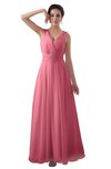 ColsBM Kalani Watermelon Modern A-line V-neck Zipper Floor Length Plus Size Bridesmaid Dresses