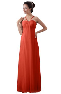 ColsBM Erin Living Coral Informal A-line Spaghetti Sleeveless Floor Length Ruching Plus Size Bridesmaid Dresses