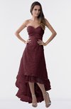 ColsBM Isabel Burgundy Simple A-line Zipper Tea Length Paillette Plus Size Bridesmaid Dresses