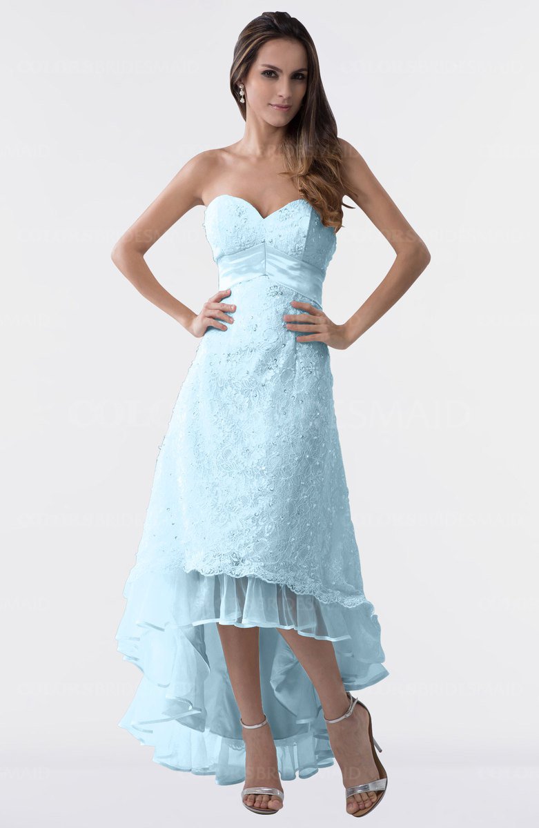 ice blue tea length dress
