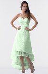 ColsBM Isabel Light Green Simple A-line Zipper Tea Length Paillette Plus Size Bridesmaid Dresses
