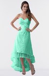 ColsBM Isabel Mint Green Simple A-line Zipper Tea Length Paillette Plus Size Bridesmaid Dresses