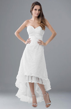 ColsBM Isabel White Simple A-line Zipper Tea Length Paillette Plus Size Bridesmaid Dresses
