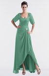ColsBM Emilia Beryl Green Modest Sweetheart Short Sleeve Zip up Floor Length Plus Size Bridesmaid Dresses
