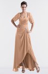 ColsBM Emilia Burnt Orange Modest Sweetheart Short Sleeve Zip up Floor Length Plus Size Bridesmaid Dresses