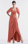ColsBM Emilia Crabapple Modest Sweetheart Short Sleeve Zip up Floor Length Plus Size Bridesmaid Dresses