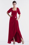 ColsBM Emilia Dark Red Modest Sweetheart Short Sleeve Zip up Floor Length Plus Size Bridesmaid Dresses
