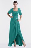 ColsBM Emilia Emerald Green Modest Sweetheart Short Sleeve Zip up Floor Length Plus Size Bridesmaid Dresses