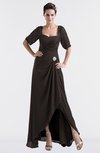 ColsBM Emilia Fudge Brown Modest Sweetheart Short Sleeve Zip up Floor Length Plus Size Bridesmaid Dresses