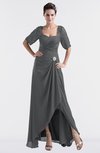 ColsBM Emilia Grey Modest Sweetheart Short Sleeve Zip up Floor Length Plus Size Bridesmaid Dresses