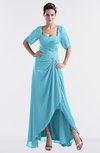 ColsBM Emilia Light Blue Modest Sweetheart Short Sleeve Zip up Floor Length Plus Size Bridesmaid Dresses