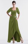 ColsBM Emilia Olive Green Modest Sweetheart Short Sleeve Zip up Floor Length Plus Size Bridesmaid Dresses
