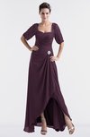 ColsBM Emilia Plum Modest Sweetheart Short Sleeve Zip up Floor Length Plus Size Bridesmaid Dresses