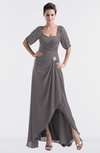 ColsBM Emilia Ridge Grey Modest Sweetheart Short Sleeve Zip up Floor Length Plus Size Bridesmaid Dresses