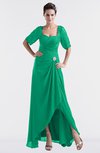 ColsBM Emilia Sea Green Modest Sweetheart Short Sleeve Zip up Floor Length Plus Size Bridesmaid Dresses