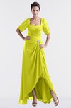 ColsBM Emilia Sulphur Spring Modest Sweetheart Short Sleeve Zip up Floor Length Plus Size Bridesmaid Dresses