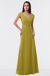 ColsBM Madelyn Golden Olive Informal A-line Portrait Zipper Floor Length Ruching Plus Size Bridesmaid Dresses