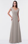 ColsBM Madelyn Mushroom Informal A-line Portrait Zipper Floor Length Ruching Plus Size Bridesmaid Dresses