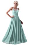 ColsBM Cora Blue Glass Cute A-line Scoop Sleeveless Zipper Beading Plus Size Bridesmaid Dresses