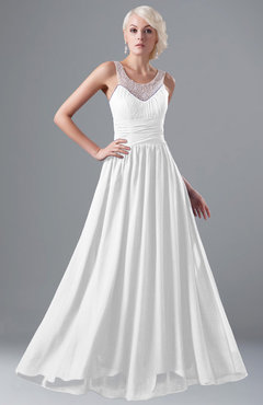 ColsBM Cora White Cute A-line Scoop Sleeveless Zipper Beading Plus Size Bridesmaid Dresses