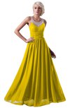 ColsBM Cora Yellow Cute A-line Scoop Sleeveless Zipper Beading Plus Size Bridesmaid Dresses