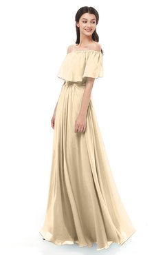 ColsBM Hana Apricot Gelato Bridesmaid Dresses Romantic Short Sleeve Floor Length Pleated A-line Off The Shoulder