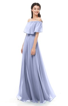 ColsBM Hana Blue Heron Bridesmaid Dresses Romantic Short Sleeve Floor Length Pleated A-line Off The Shoulder