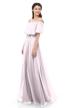 ColsBM Hana Frost Grey Bridesmaid Dresses Romantic Short Sleeve Floor Length Pleated A-line Off The Shoulder