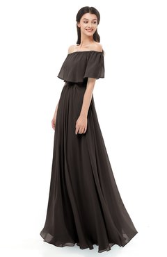 ColsBM Hana Java Bridesmaid Dresses Romantic Short Sleeve Floor Length Pleated A-line Off The Shoulder