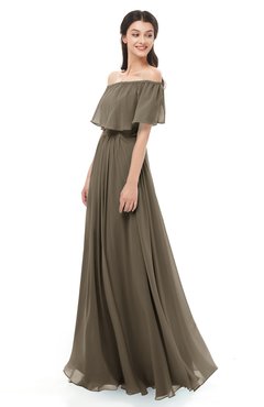 ColsBM Hana Otter Bridesmaid Dresses Romantic Short Sleeve Floor Length Pleated A-line Off The Shoulder