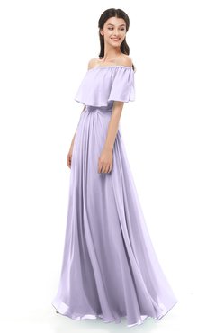 ColsBM Hana Pastel Lilac Bridesmaid Dresses Romantic Short Sleeve Floor Length Pleated A-line Off The Shoulder