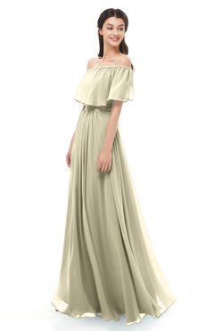 ColsBM Hana Putty Bridesmaid Dresses Romantic Short Sleeve Floor Length Pleated A-line Off The Shoulder