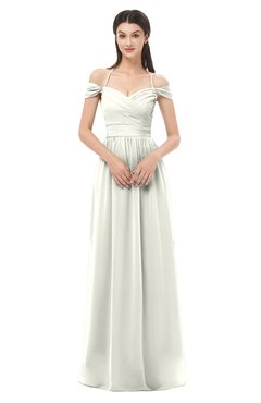 ColsBM Amirah Cream Bridesmaid Dresses Halter Zip up Pleated Floor Length Elegant Short Sleeve