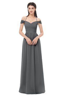 ColsBM Amirah Grey Bridesmaid Dresses Halter Zip up Pleated Floor Length Elegant Short Sleeve