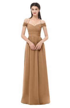 ColsBM Amirah Light Brown Bridesmaid Dresses Halter Zip up Pleated Floor Length Elegant Short Sleeve