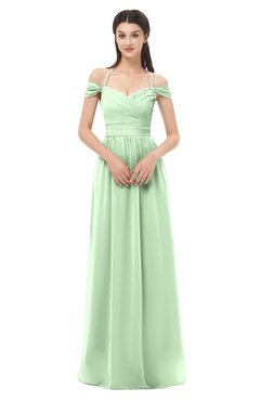 ColsBM Amirah Light Green Bridesmaid Dresses Halter Zip up Pleated Floor Length Elegant Short Sleeve
